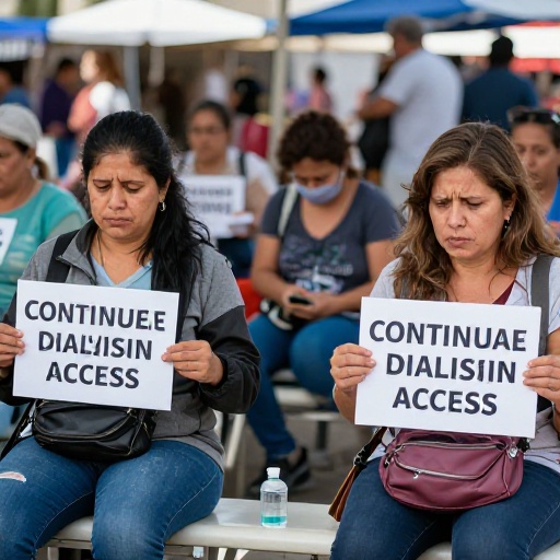 Pacientes renales protestan en Montecristi por riesgo de suspensión de diálisis