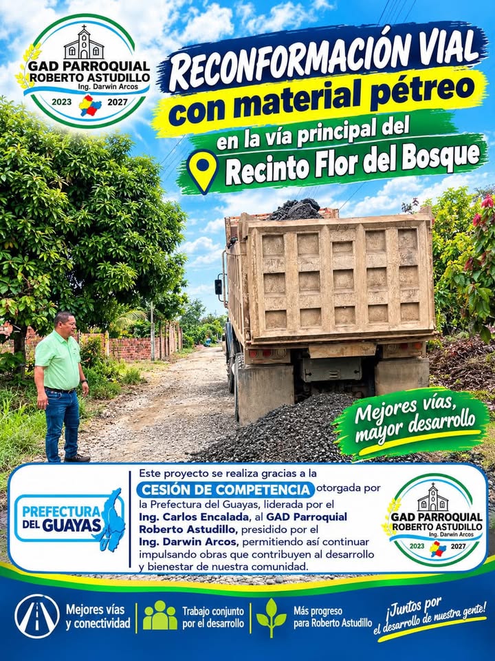 GAD Parroquial Roberto Astudillo inicia reconformación vial en Flor del Bosque